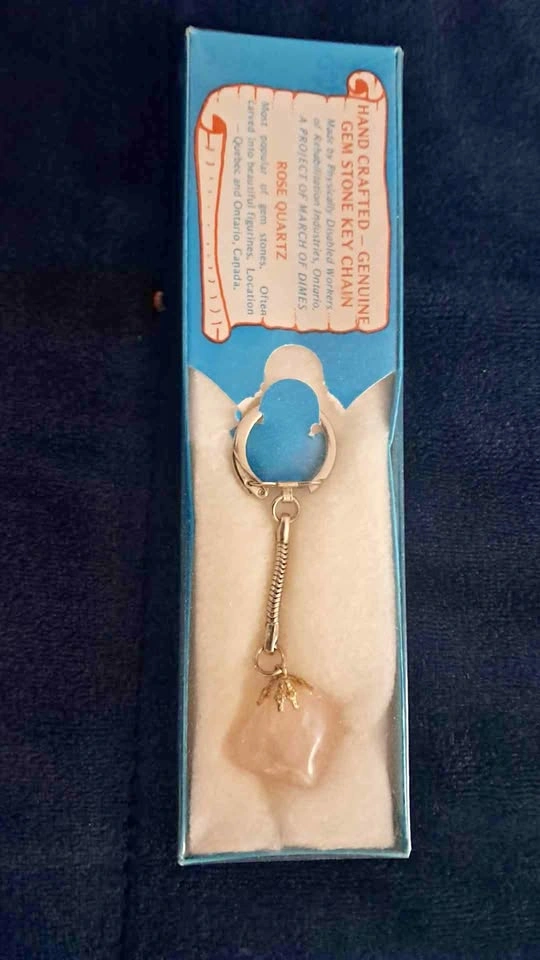 Hand Crafted Genuine Rose Quartz Gemstone Keychain