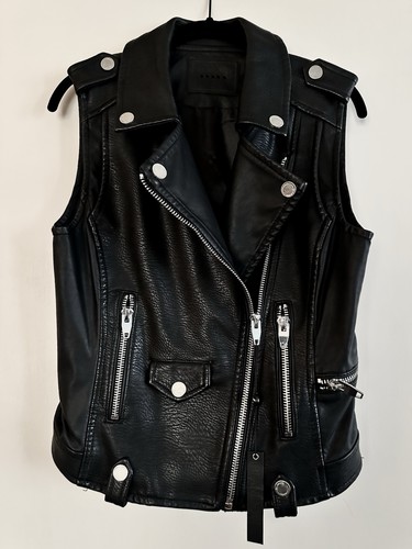 BLANKNYC Black Vegan Faux Leather Moto Vest Women's Size Small - photo 2
