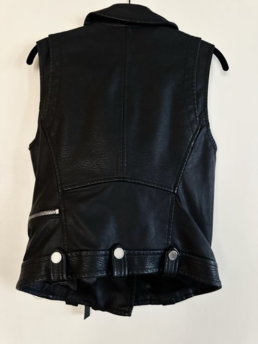 BLANKNYC Black Vegan Faux Leather Moto Vest Women's Size Small - photo 3