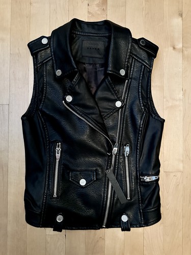 BLANKNYC Black Vegan Faux Leather Moto Vest Women's Size Small - photo 5