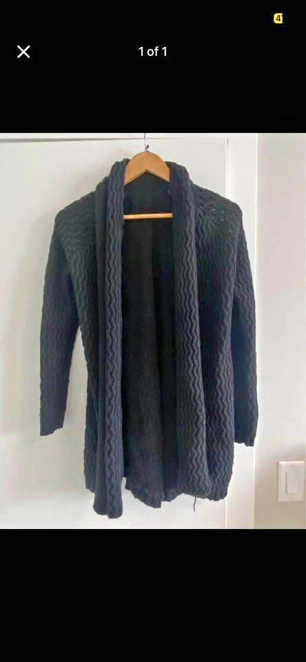 Black Thick Knit Cardigan with Pockets
