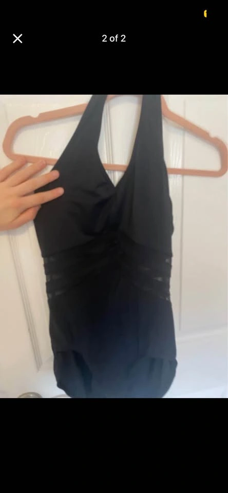 Black Halter Mesh Ballet Dance Leotard Swimsuit - photo 2