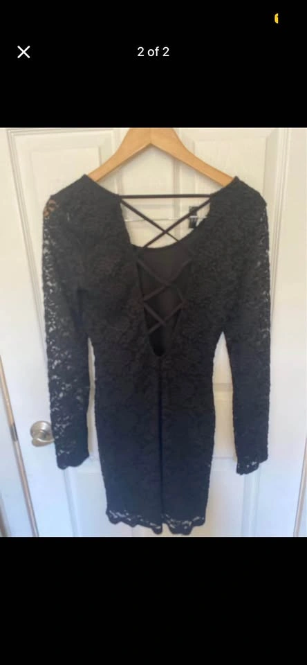 Black Lace Fitted Dress with Open Strappy Back Summer Dress - photo 2
