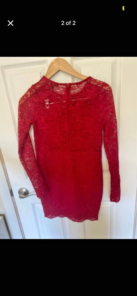 Red Sparkly Fitted Dress With Mesh Back