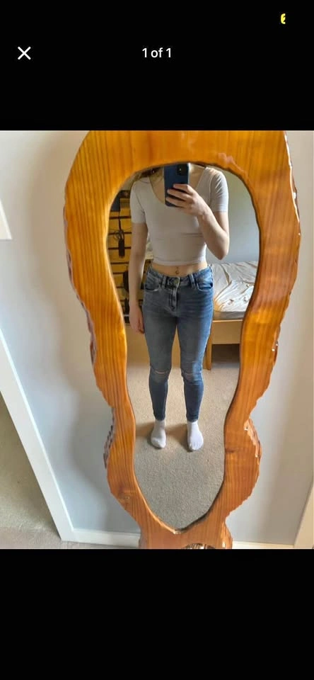 Ladies Blue Skinny Jeans with ripped knees
