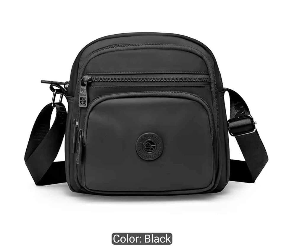 Brand new premium nylon multi zippers crossbody bag