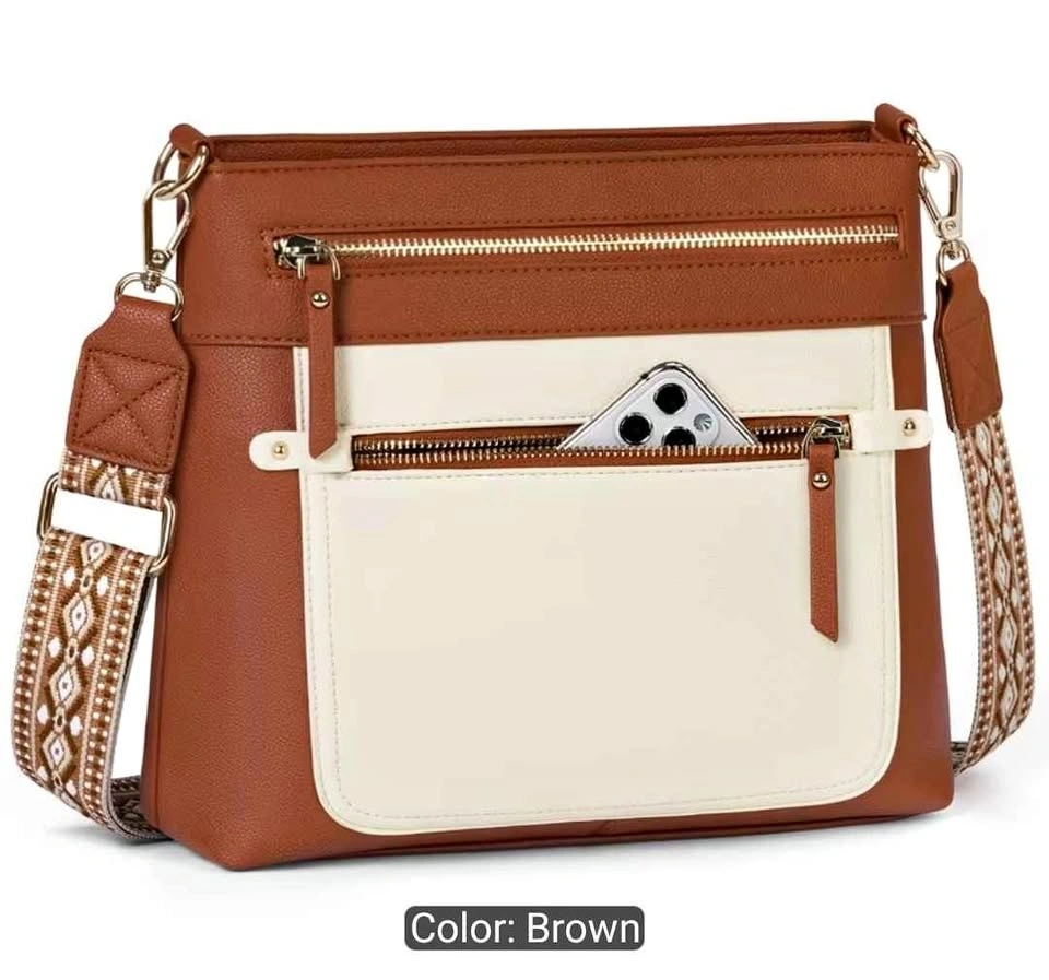 Brand new high quality large capacity brown crossbody bag