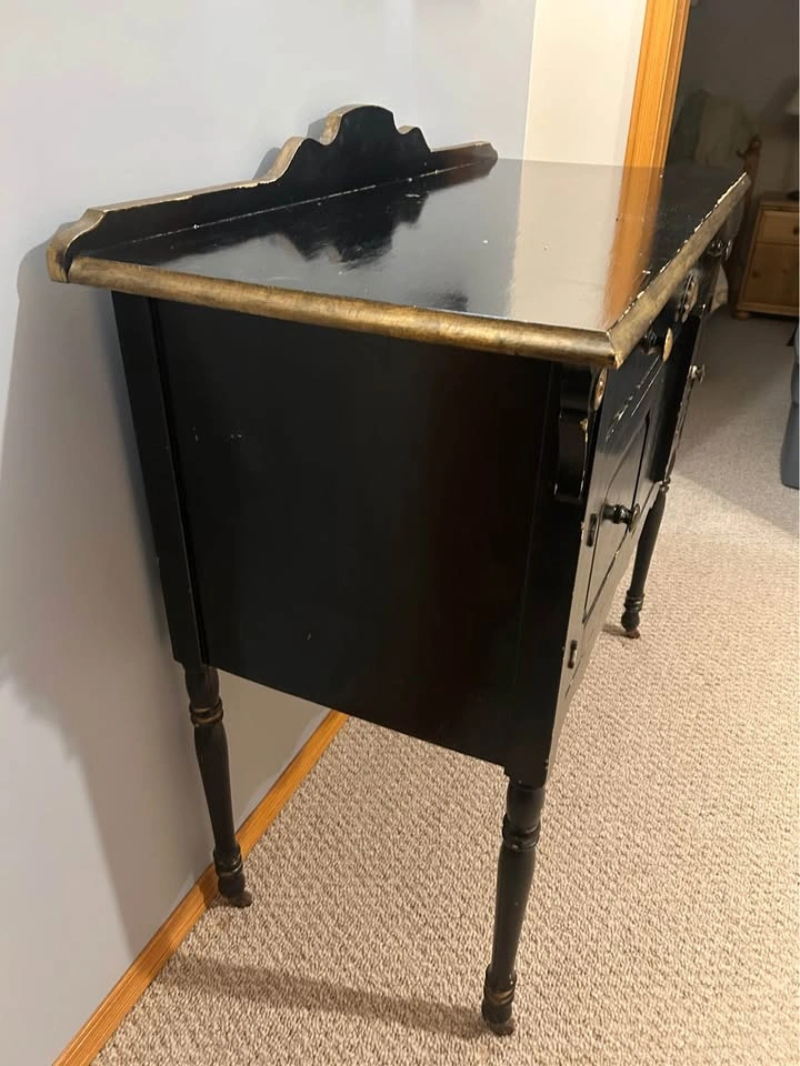 Vintage Black and Gold Sideboard Buffet Cabinet - photo 2