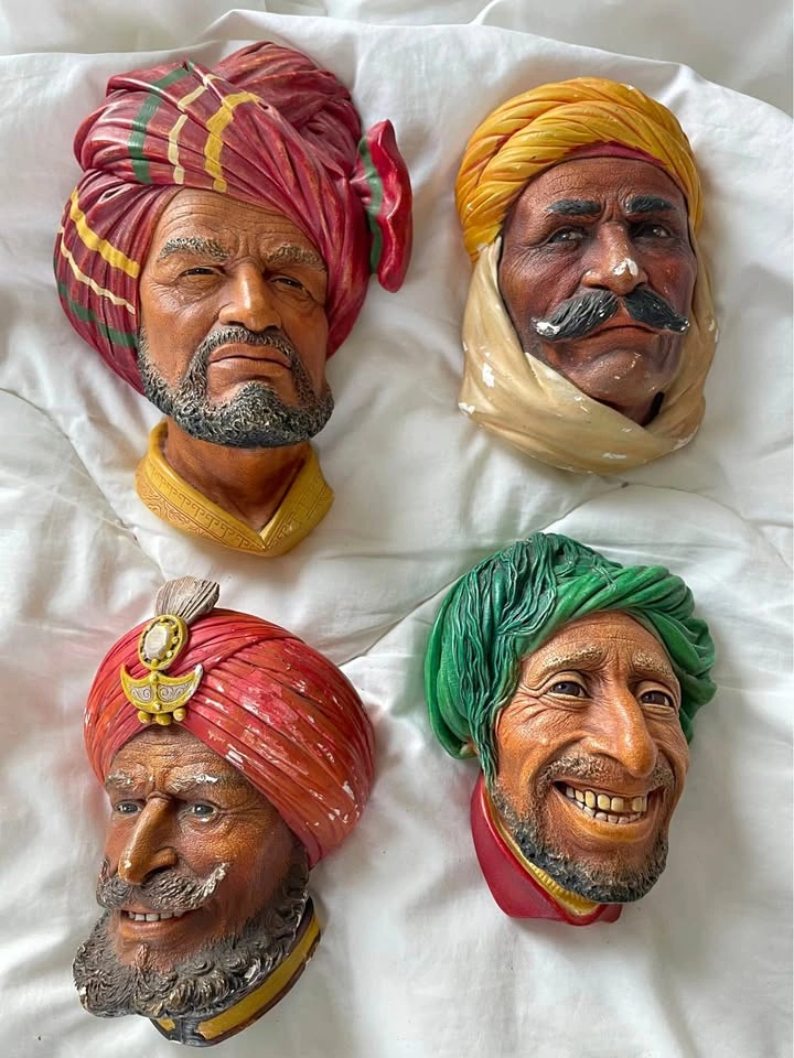 Vintage Bossons England Chalkware Head Wall Plaques - Set of 4