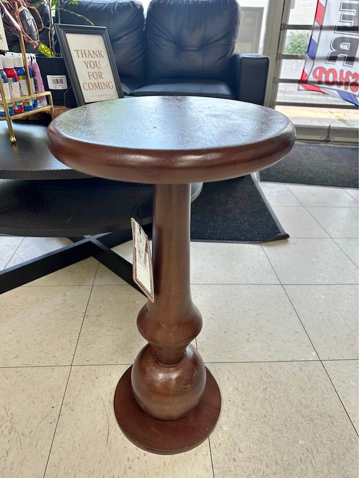 Round Wooden Pedestal Drink Table