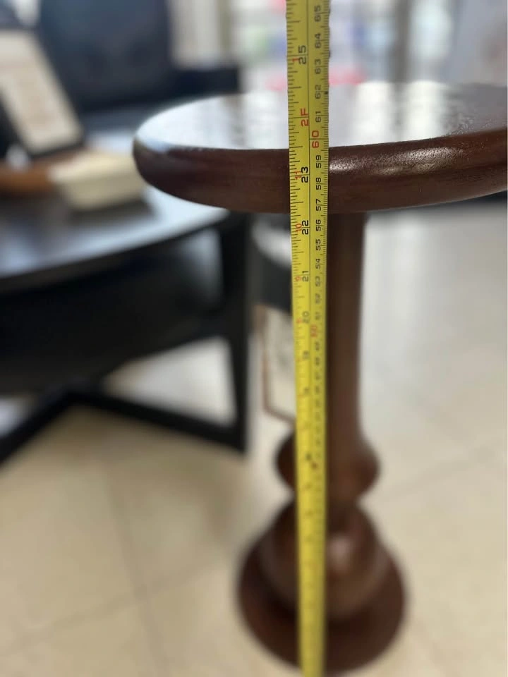 Round Wooden Pedestal Drink Table - photo 2
