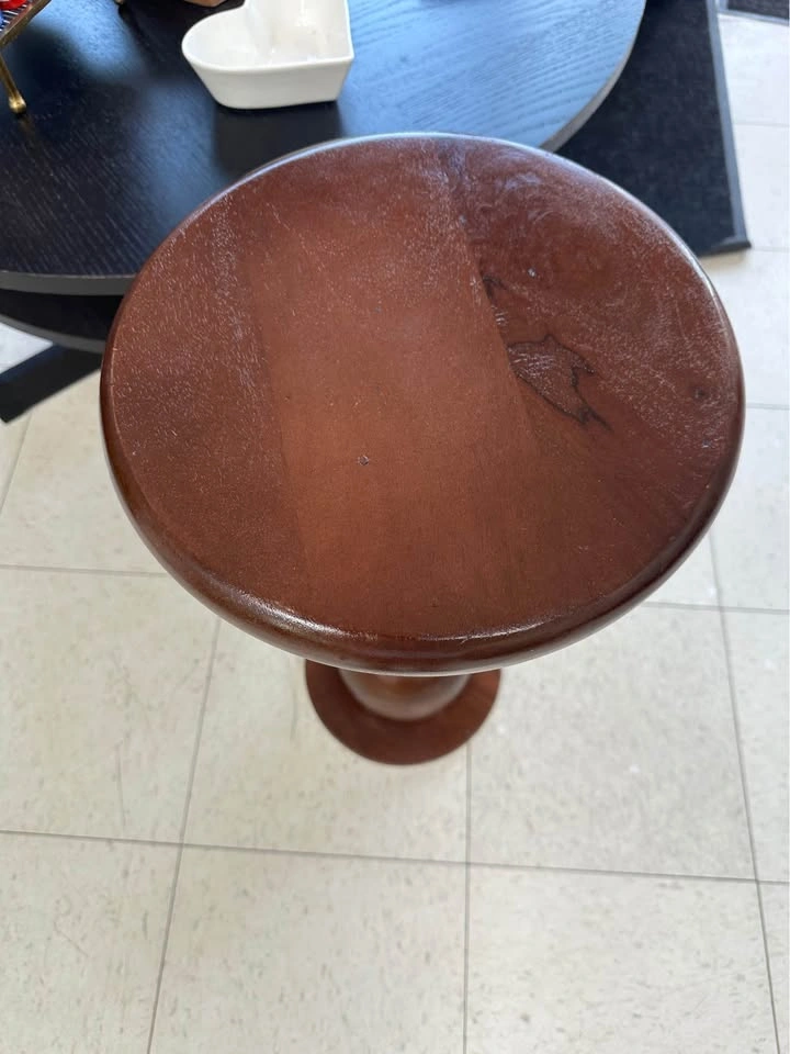 Round Wooden Pedestal Drink Table - photo 3
