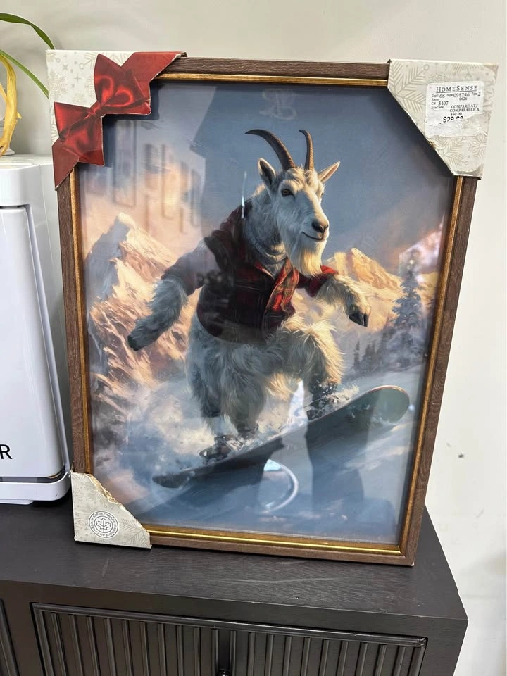 Framed Snowboarding Goat Wall Art - photo 2