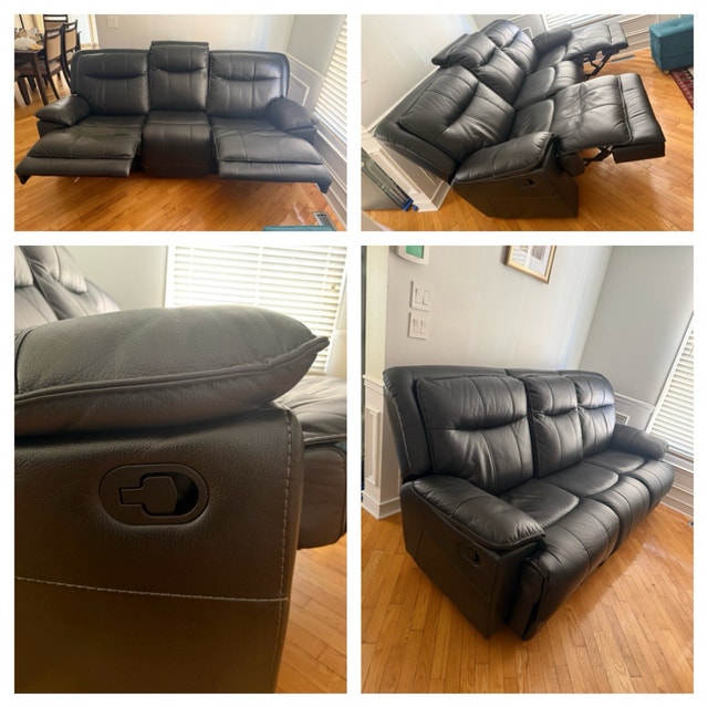 Moveout sale : Recliner 3 seater Leather sofa (manual)
