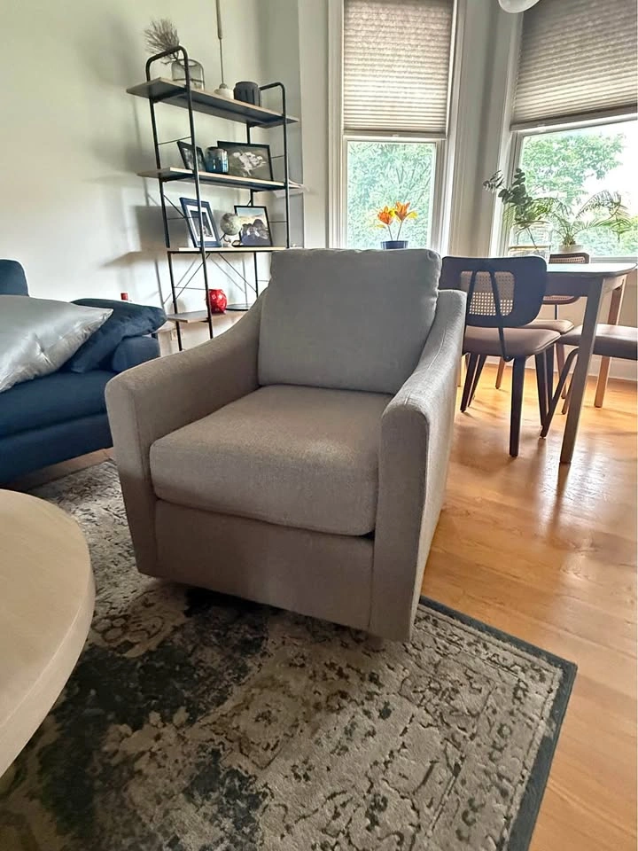 Grey Swivel Armchair 30” wide polyester