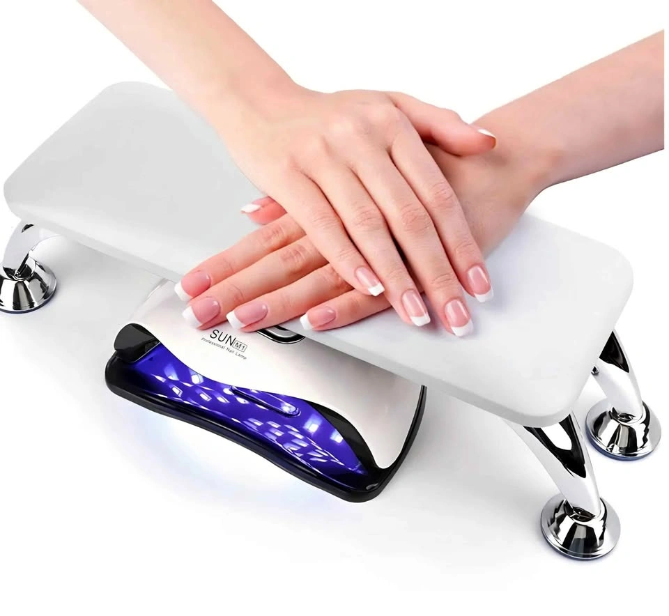 White Nail Arm Rest with Non-Slip Pad