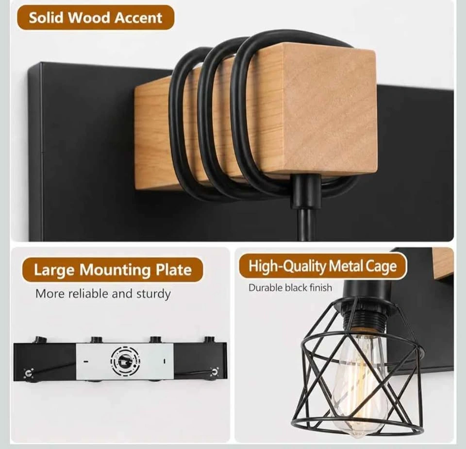 4-Light Bathroom Vanity Light, Black Industrial Wall Fixture - photo 4