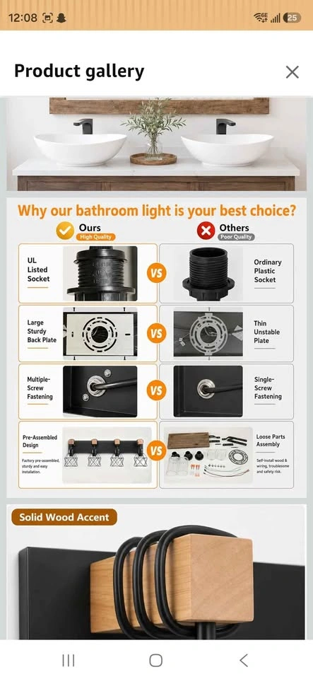 4-Light Bathroom Vanity Light, Black Industrial Wall Fixture - photo 5