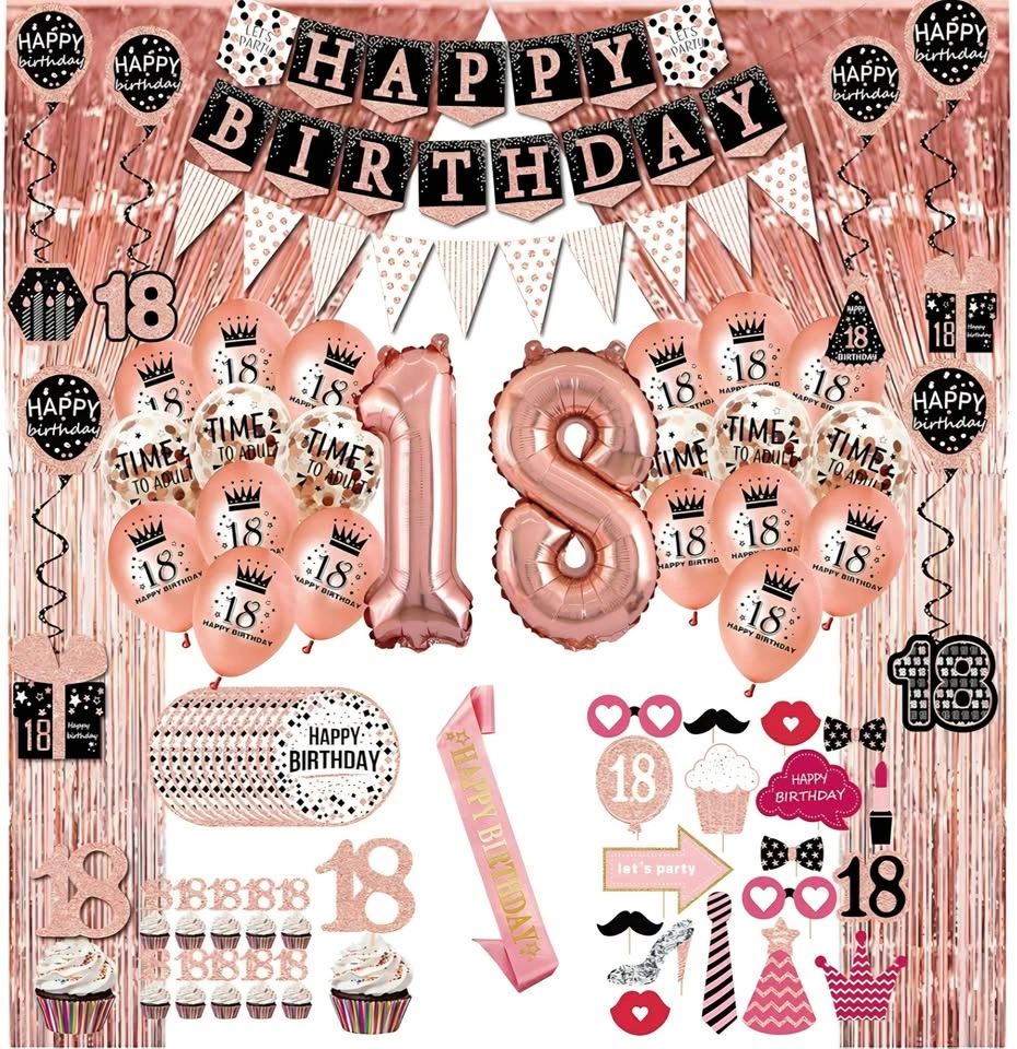 Rose Gold 18th Birthday Party Decoration Set - photo 2