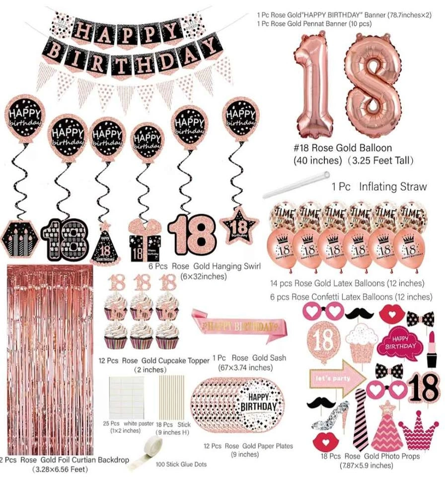Rose Gold 18th Birthday Party Decoration Set - photo 4
