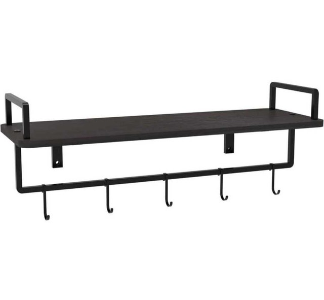 Wall Mounted Shelf with 5 Hooks