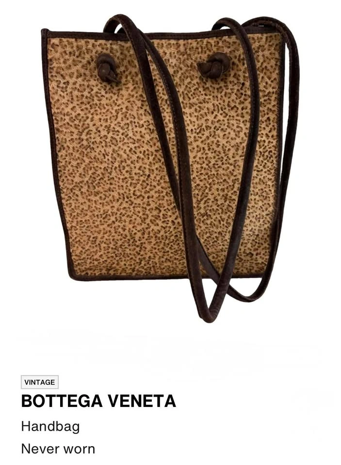 RARE Vintage Bottega Veneta Leopard Pony Hair & Calfskin Tote