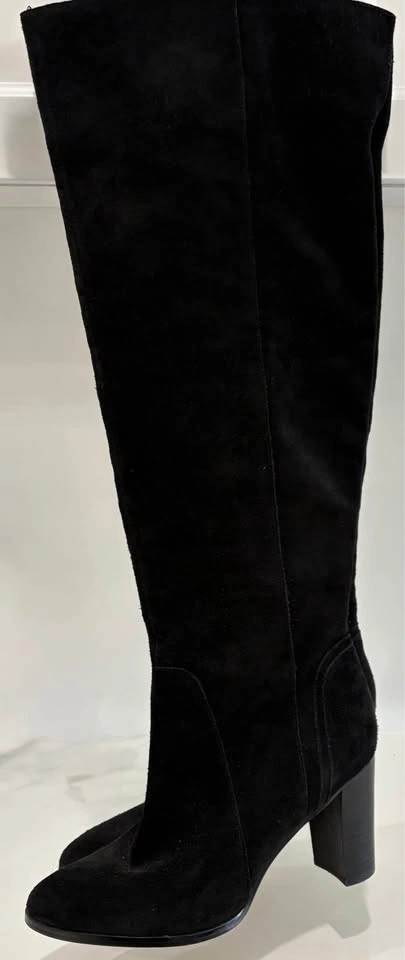 Saks Fifth Avenue Marlow Black Suede Tall Slouch Boots | Size 9 - photo 3