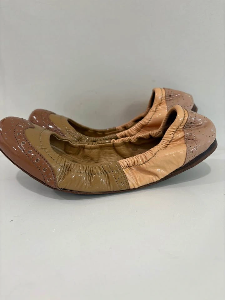 Miu Miu Vintage Scrunch Brogue Laser-Cut Ballet Flats - 36