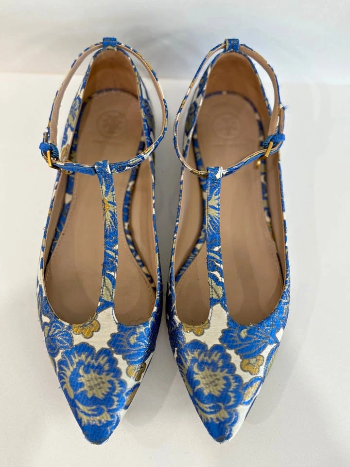 Tory Burch Silk Brocade Mary Jane Flats – Size 8.5