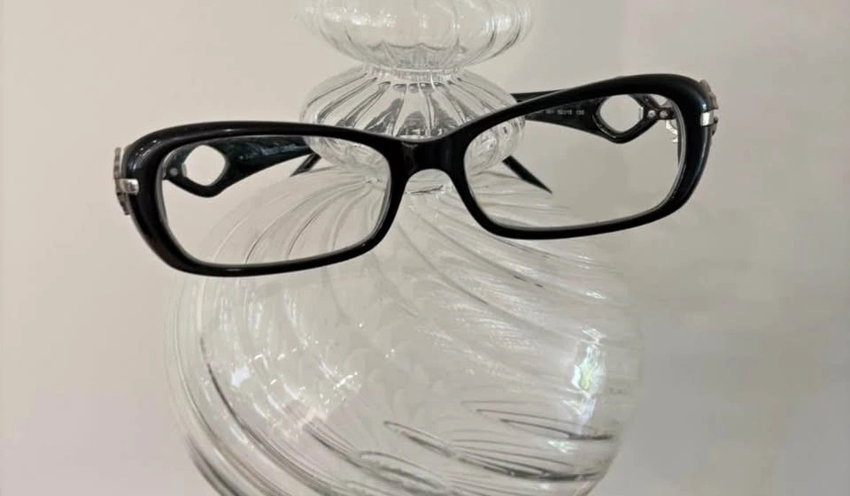 Roberto Cavalli Black Crystal Eyeglass Frames – Made in Italy