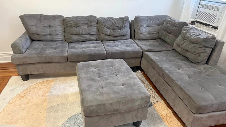 Gray Sectional Sofa + Ottoman