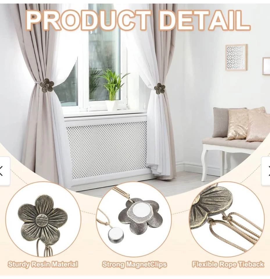 Magnetic Flower Curtain Tie 4pcs - photo 3
