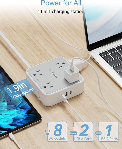 TESSAN Surge Protector Power Strip with 8 AC Outlets, 3 USB - photo 5