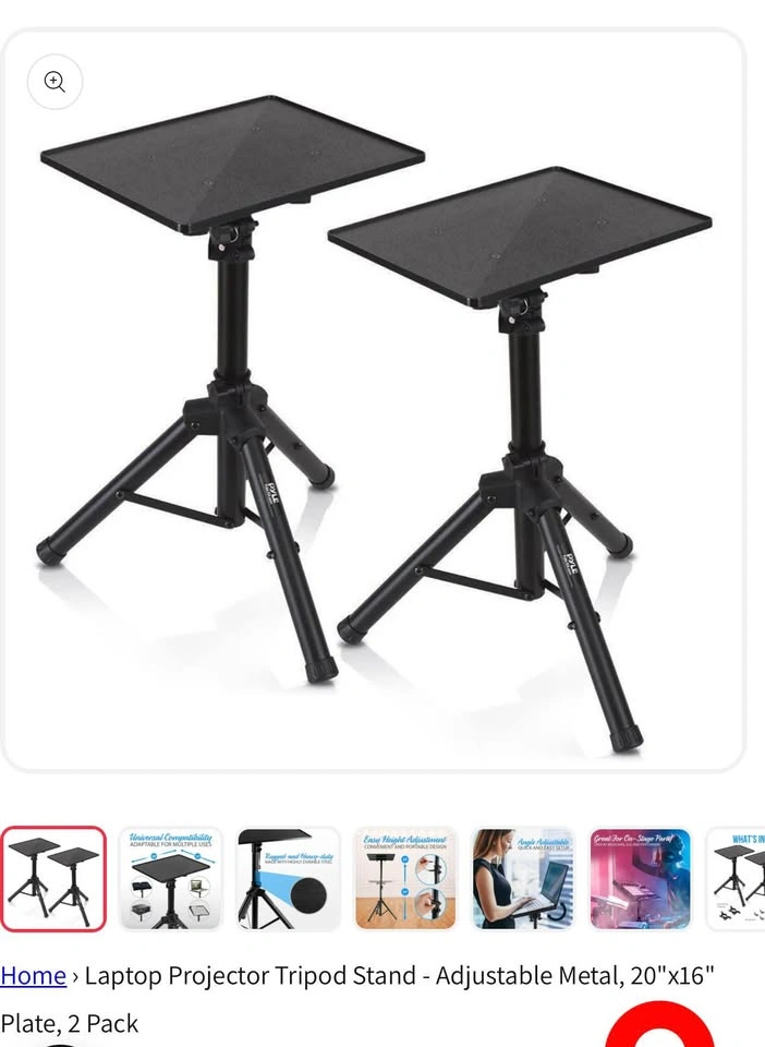 Pyle Laptop Projector Tripod Stand - Adjustable Metal, 20"x16" P - photo 2