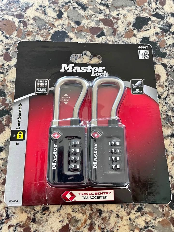 Master Lock TSA-Approved Combination Padlocks – New, Set of 2
