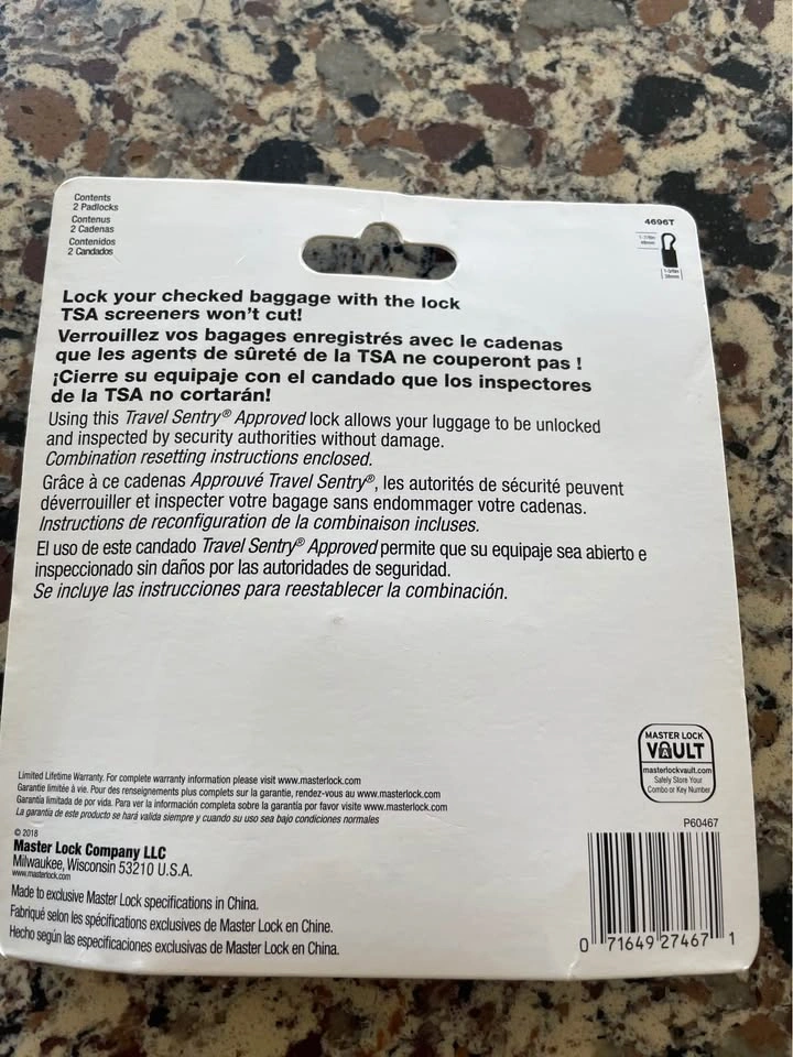 Master Lock TSA-Approved Combination Padlocks – New, Set of 2 - photo 2