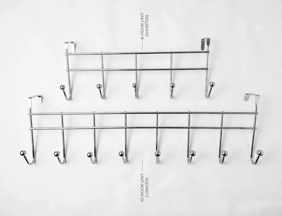 Set of 2 Over-the-Door Organizer Hangers — Chrome Steel