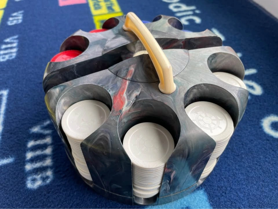 Vintage Marbled Plastic Poker Chip Carousel Caddy - photo 2