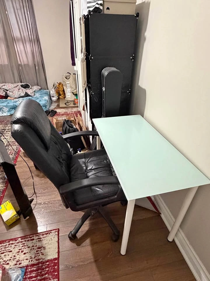 Moving out sale: Light Blue Desk/Table + Office Chair