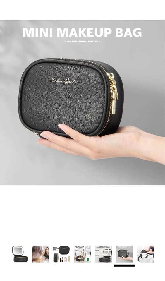 New Makeup Bag Portable Cosmetic Bag with Mirror LED Light - photo 3