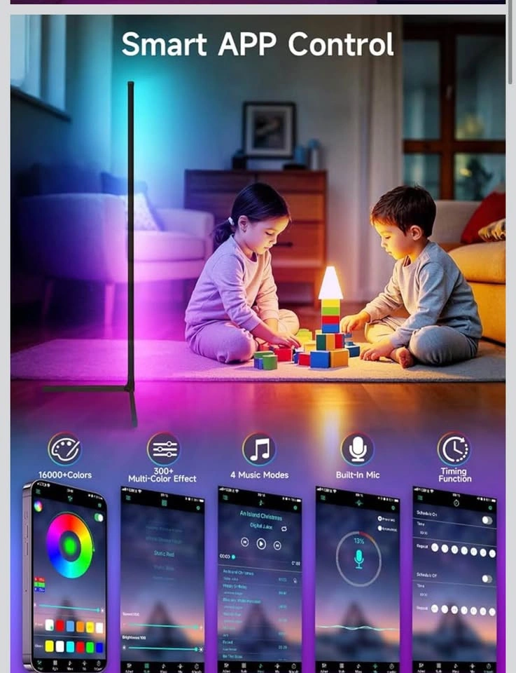 2 PCS New RGB LED Corner Lamp with Music Sync - photo 3