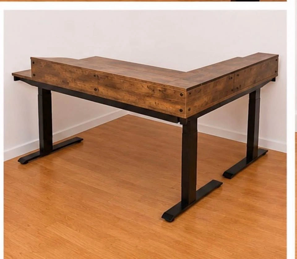 Electric L-Shaped Standing Desk with Mobile File Cabinet