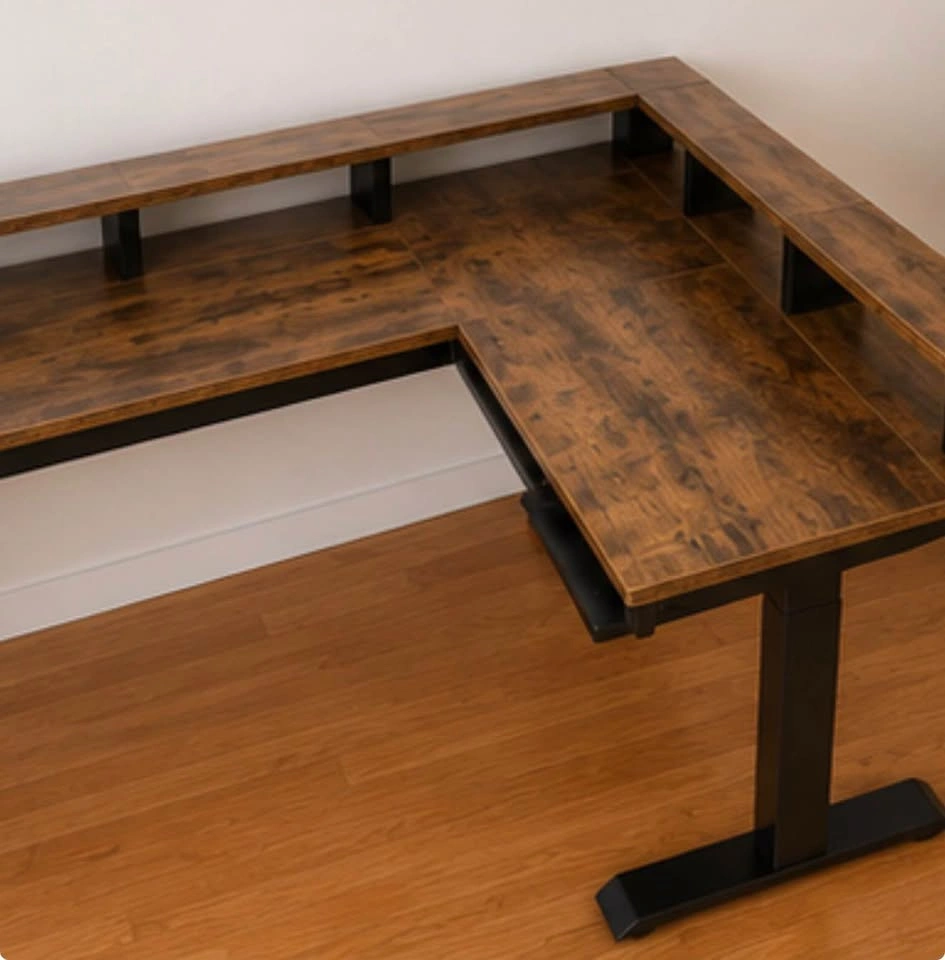 Electric L-Shaped Standing Desk with Mobile File Cabinet - photo 3