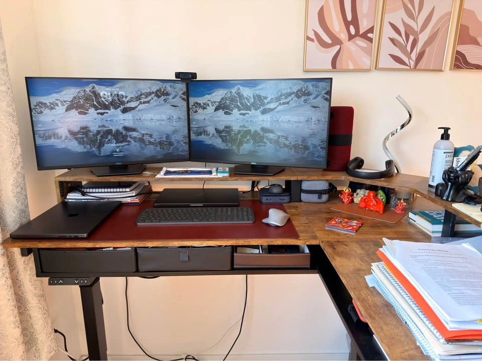 Electric L-Shaped Standing Desk with Mobile File Cabinet - photo 5