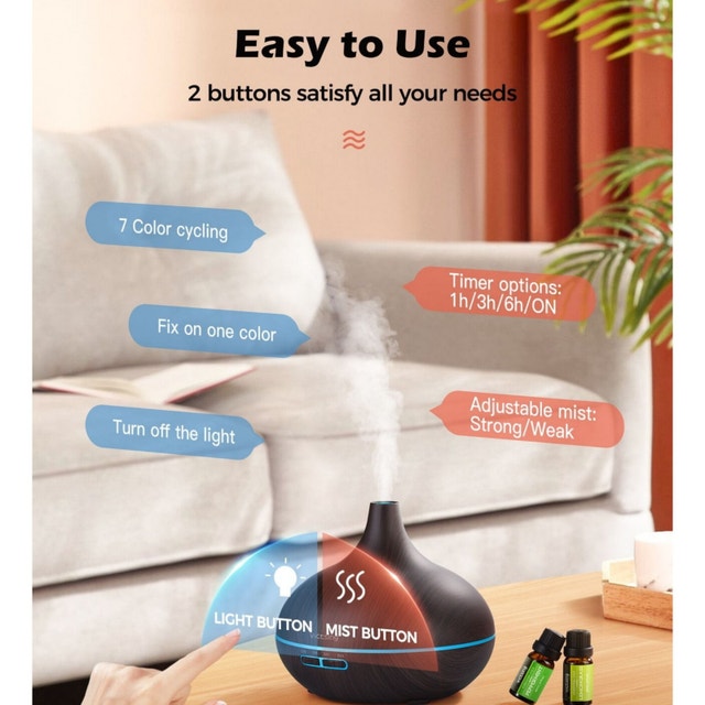 VicTsing 500ml Aromatherapy Diffuser + 11 Essential Oils Set - photo 3