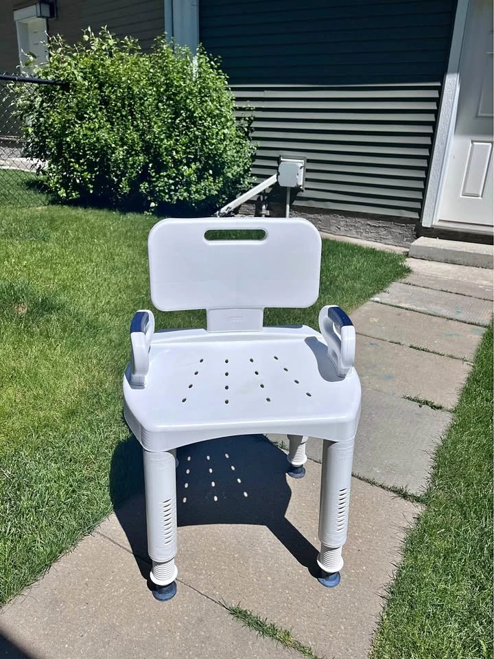 Adjustable Bathroom Seat with Arm and Back Rests