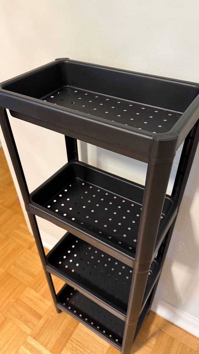 Black Plastic 4-Tier Storage Shelving Unit - photo 3