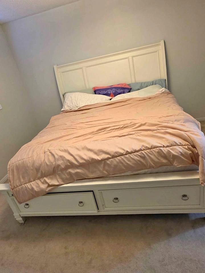 King size bed frame with bottom drawers