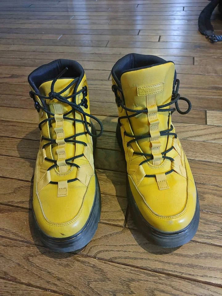 Yellow Doc Martens boots