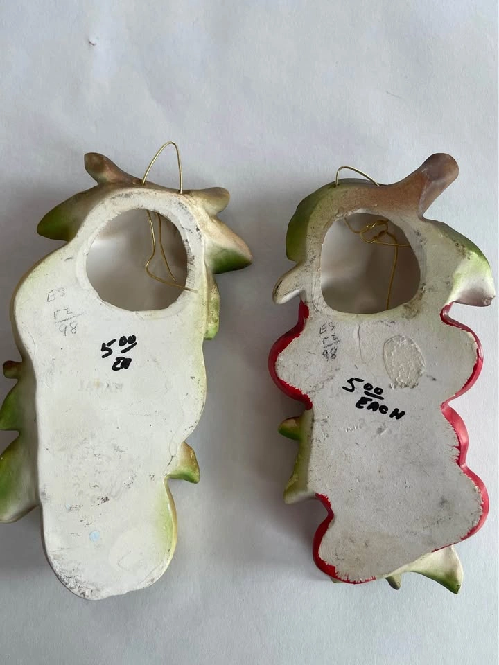 Vintage Japanese Ceramic Fruit Wall Plaques – Cherry & Pear - photo 3